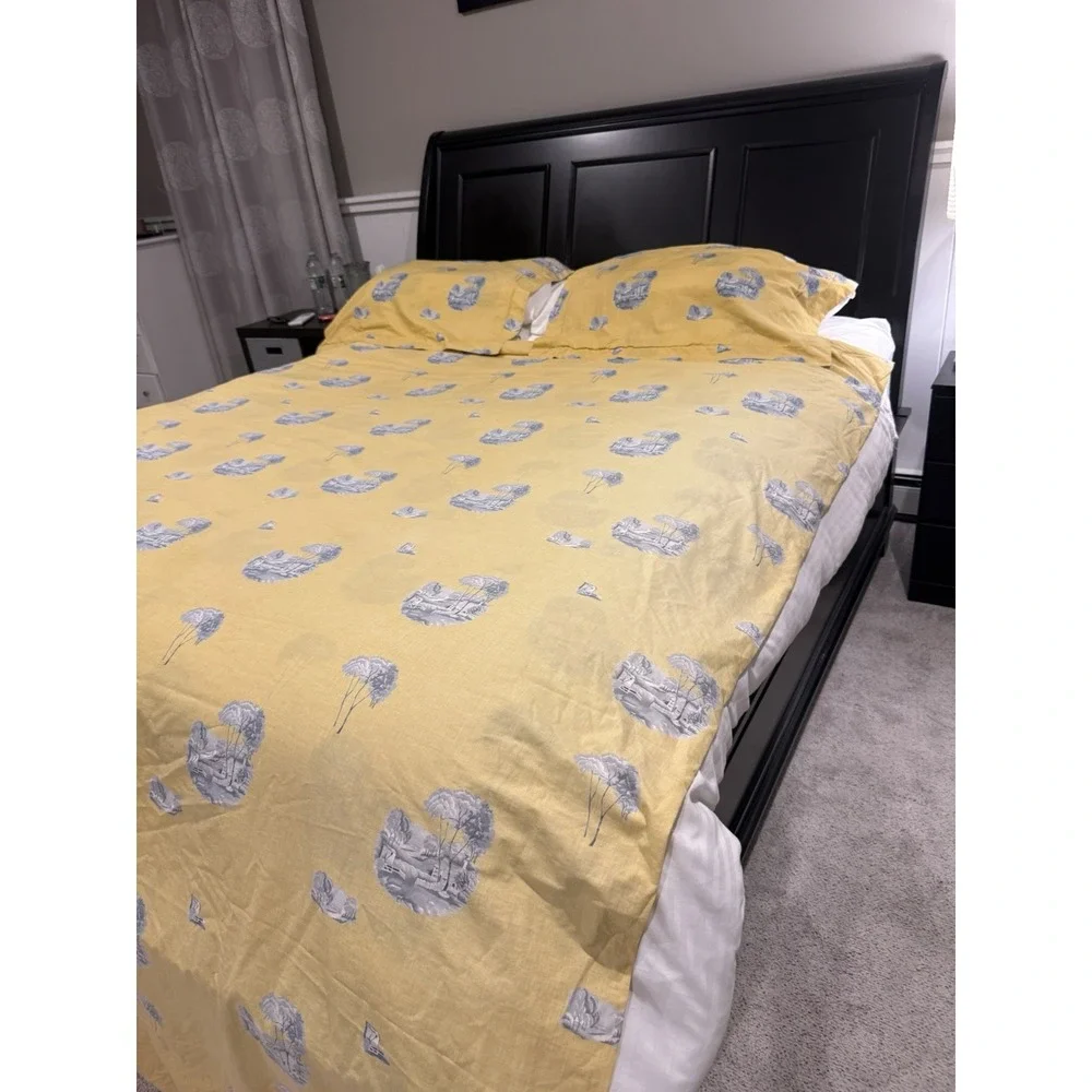 Yves Delorme Paris Queen Reversible Duvet Cover + 2 Shams Luxury Percale France